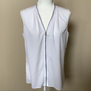 Tahari Zipper Tank. White. Medium